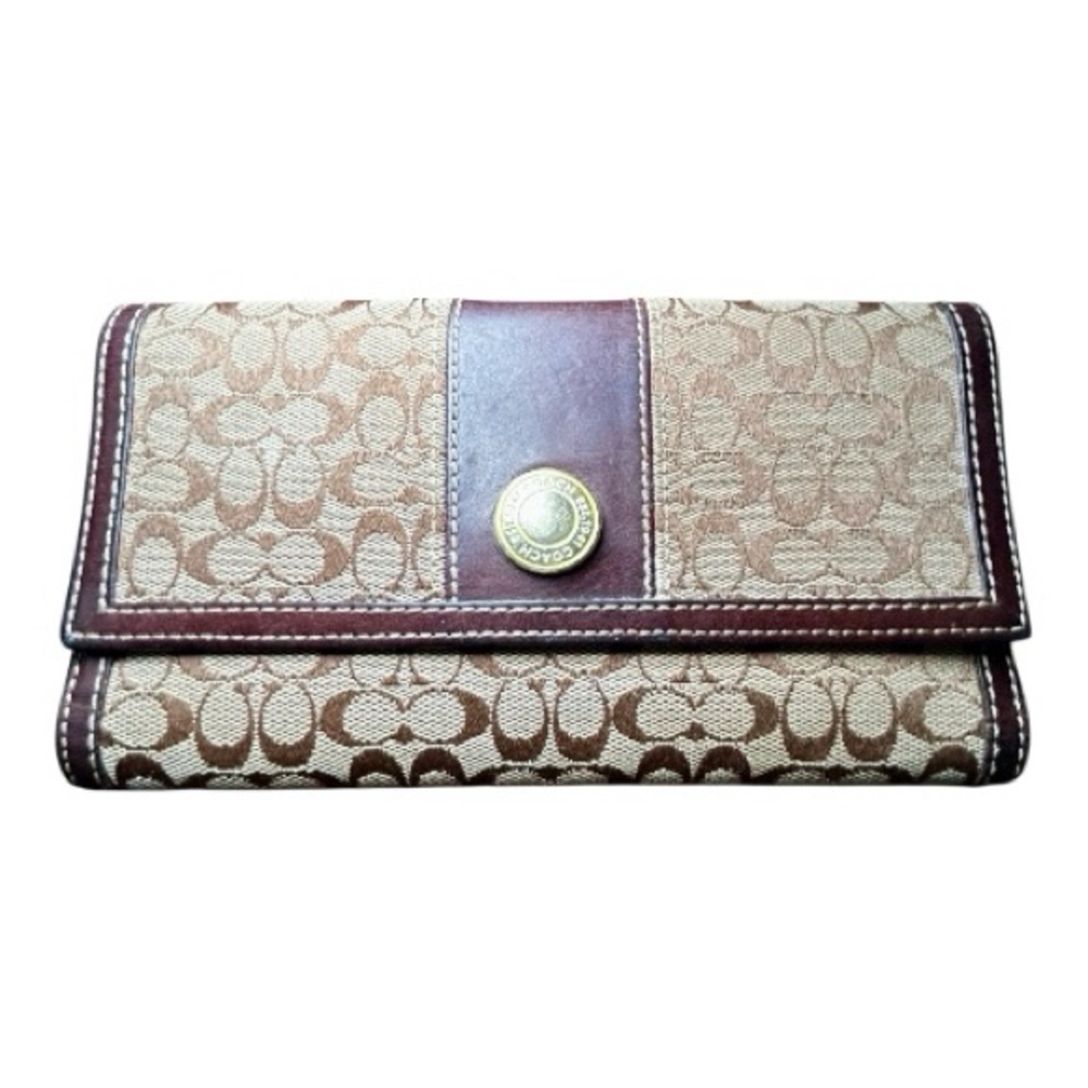 Vintage Coach Monogram Y2K Signature Casual Patent Leather Trifold Wallet